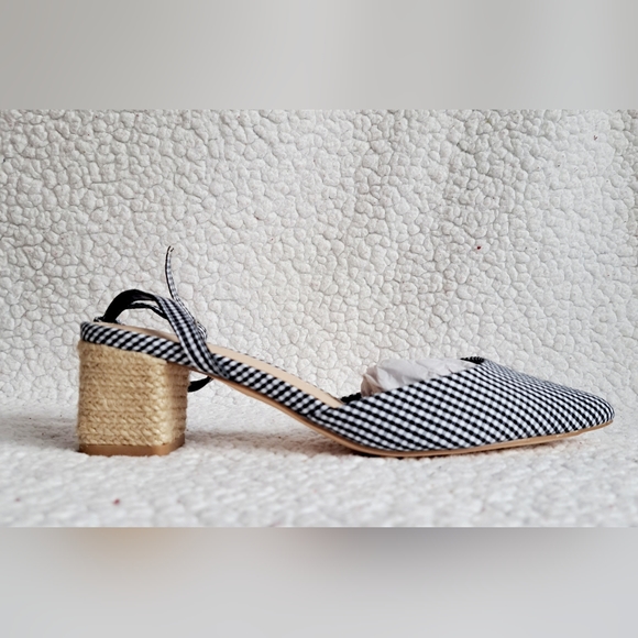 Women's Justfab Black and White Plaid Small Heel Point Toe Block Heel - Picture 5 of 10